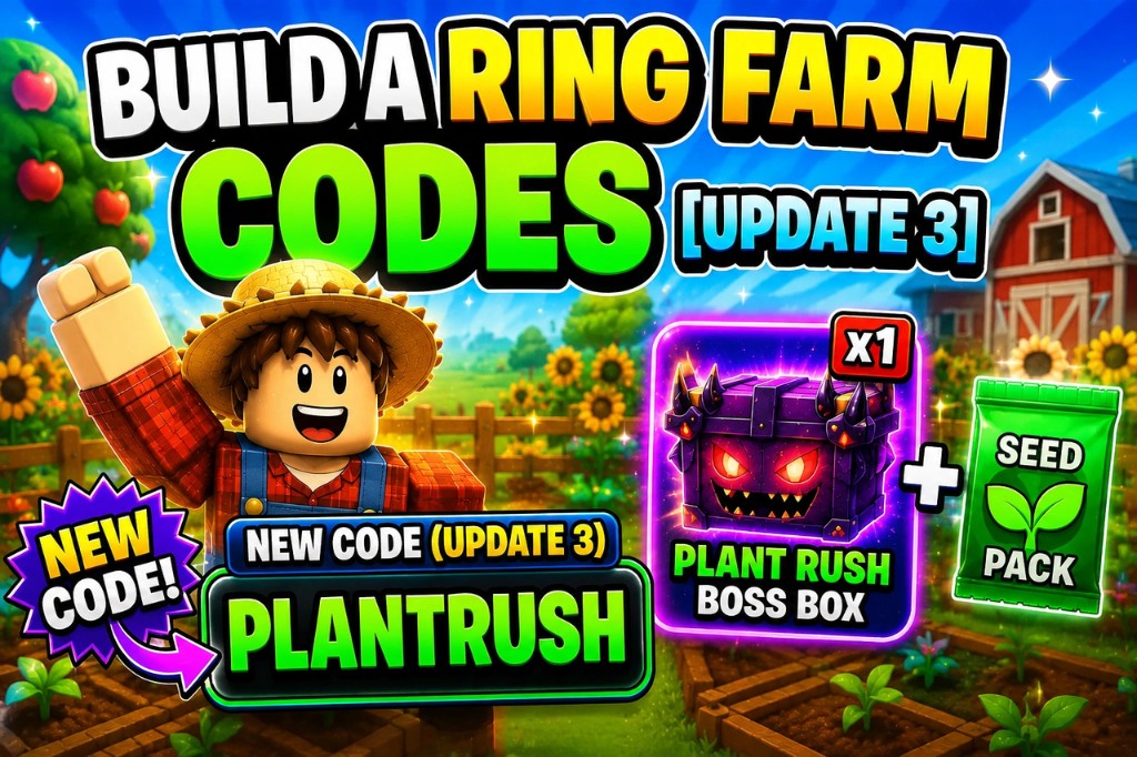 Build A Ring Farm Update 3 PLANTRUSH code and Plant Rush Boss Box reward